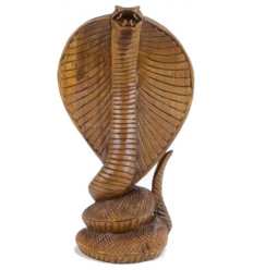 Statue Serpent / Cobra 25cm en bois exotique sculpté main