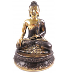 Statue Bouddha Bhumisparsa Mûdra en bronze. Décoration artisanat Asie.