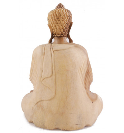 Large sitting Buddha statue wood plain carved solid hand h40cm