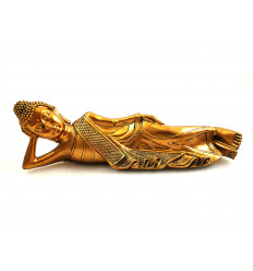 Statuette Bouddha couché doré patiné. Idée cadeau Bouddha, achat. 