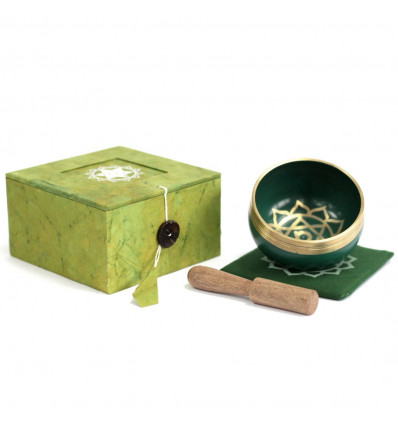 Tibetan singing bowl - Green gift box - Heart chakra