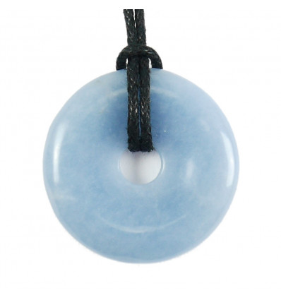 Donut Pi Chinese natural Angelite + cord. Pendenitf or bracelet