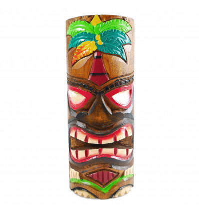 Totem Tiki en bois artisanal. Modèle palmier 25cm. Trophée aventure.