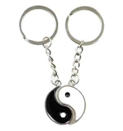 Yin Yang keychain for couple lover. complementary key fobs.