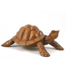 Great statue Turtle earth L30cm in solid wood carved by hand