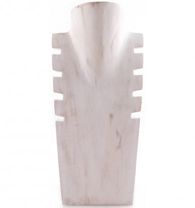 Busto display collane dentata in legno bianco. Fatti a mano.