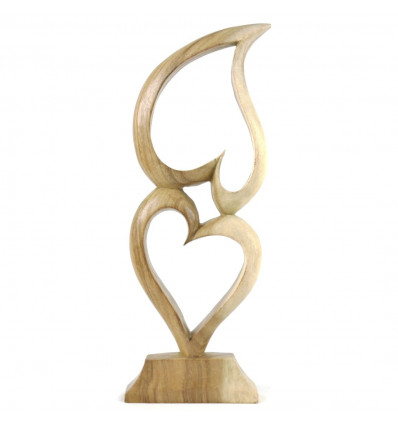 Large statue of a couple entwined hearts, perfect marriage of wood.