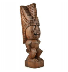 Tiki Hawaïen Lono 50cm en Bois de Suar Exotique Sculpté Main