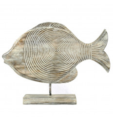 Statue of Fish in Wood Brown Patina 34cm Made by Craftsmen