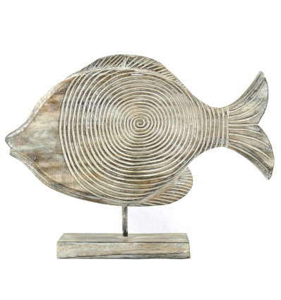 Fish to raise in bois blanc cérusé 38cm