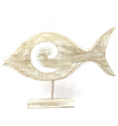Fish Wood Bleached Weathered Decoration Seaside 50cm Handmade