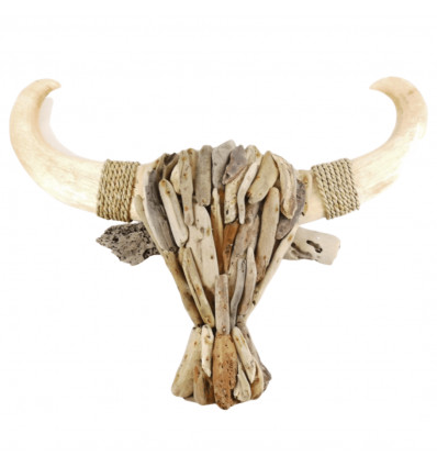 Head of Buffalo in driftwood 65cm. Handcrafted. Decor wall
