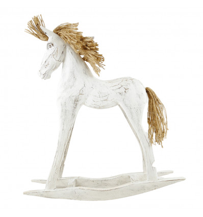 Wooden Rocking Horse 40cm - Cerused White Finish