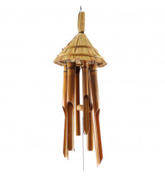 Bambù e cocco vento carillon decorazione cappello di paglia faccia vista viso