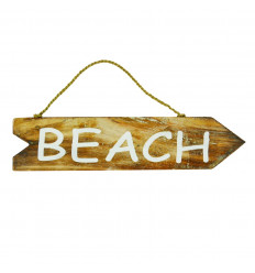 Placca di freccia direzionale in legno con vista frontale scritta "Beach"