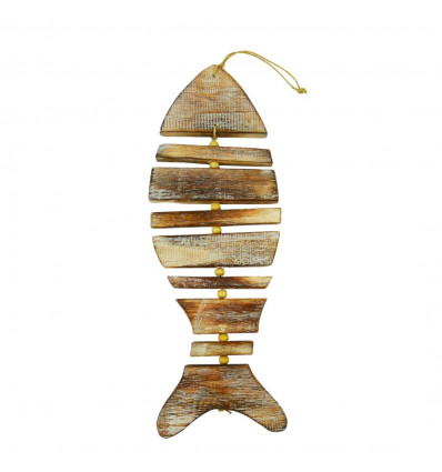 Hanging fish in driftwood, handcrafted 52cm front view