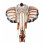 Elephant Head Trophy in carved and hand painted wood - Wall mask 40cm - front view
