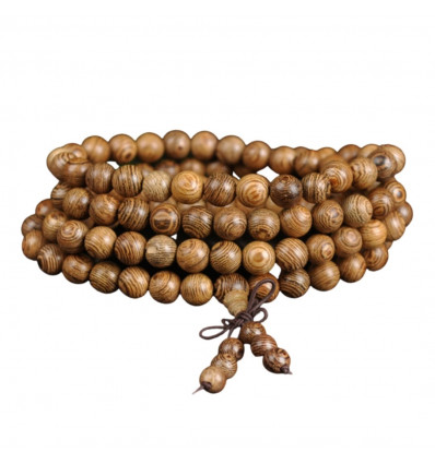Tibetan Bracelet, 108 Wood Beads Mala + Endless Knot. Free shipping!