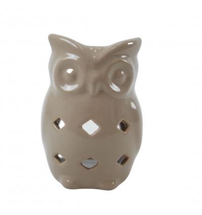 Handmade Ceramic Owl / Owl Perfume Burner - Beige