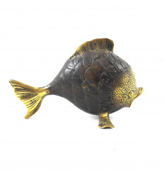 Statuetta decorativa in bronzo pesce. Creazione artigianale - Vista laterale
