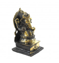 Statuette Ganesh Assis sur son Trône 13cm. Artisanat d'Asie. Côté