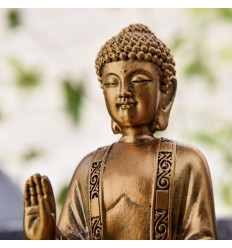 Assis Zen Bouddha Statue Dégradé Finition Bronze Texturé Décor pour Décoration  Intérieure