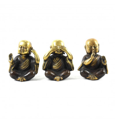 3 monk statuettes in solid bronze. Homemade