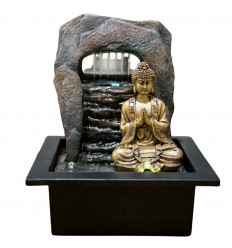 Fontaine d'intérieur Bouddha doré Zen Dao. Eclairage led.