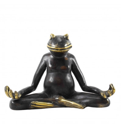 Frog Statuette in Meditation Position - Solid Bronze 15cm