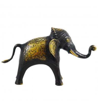 Eléphant en bronze massif 13 x 21cm - Création artisanale vue profil