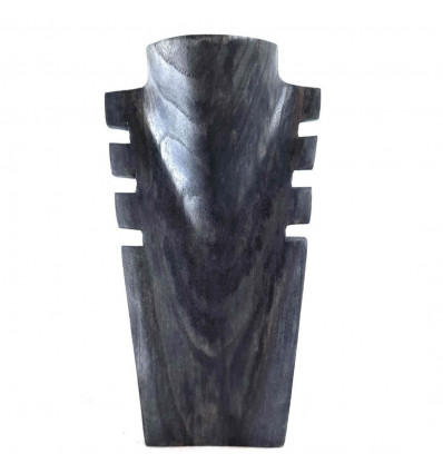 Busto vintage in legno nero con intaglio 25 cm - Espositore per collana