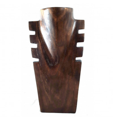 Busto in legno marrone cioccolato dentellato 25 cm - Espositore per collana