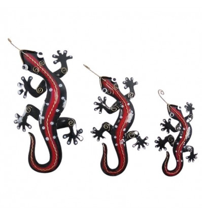 Set of 3 Handcrafted Wrought Iron Salamanders / Geckos