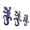 Set di 3 salamandre / gechi blu in ferro battuto artigianali