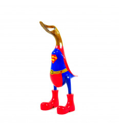 Large decorative wooden duck 35cm - Superman - profile