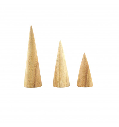 Lotto di 3 coni display con anelli finitura legno grezzo - faccia