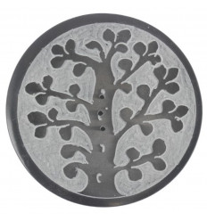 Porte-encens rond noir et blanc en Pierre à savon - Symbole arbre de vie