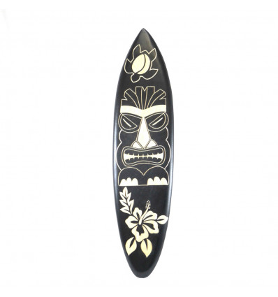 Large wooden surfboard - Tiki pattern wall decoration 100cm