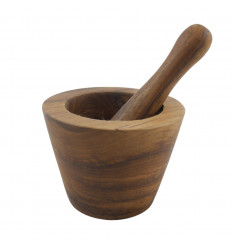 Mortar and pestle for teck root aïoli - handcrafted - face