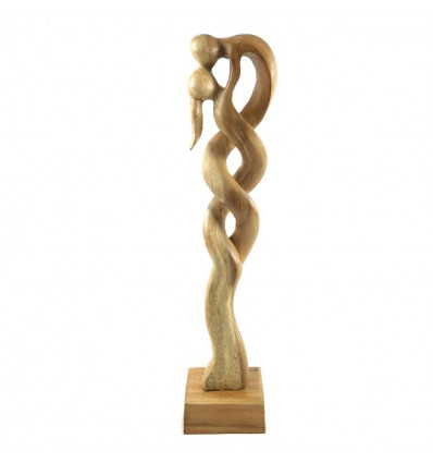 Statue abstraite couple Union Infinie h52cm en bois finition naturelle