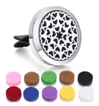 Perfume diffuser for clip car - 10 blotters - Model Hearts and Silver Star