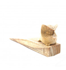 Bloque-porte hibou/chouette en bois brut sculpté à la main