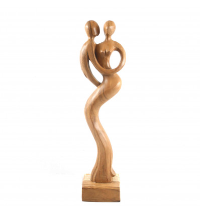 Statua di coppia astratta intrecciata in legno esotico naturale 50 cm