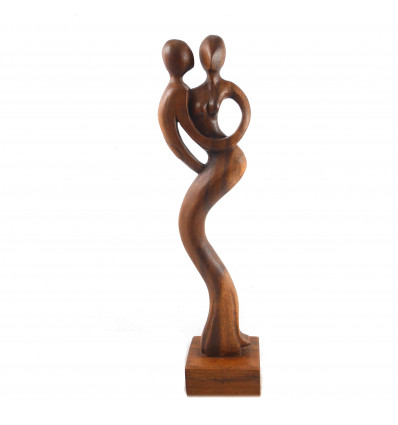 Statua astratta coppia di ballerini Complici h30cm realizzato in legno esotico