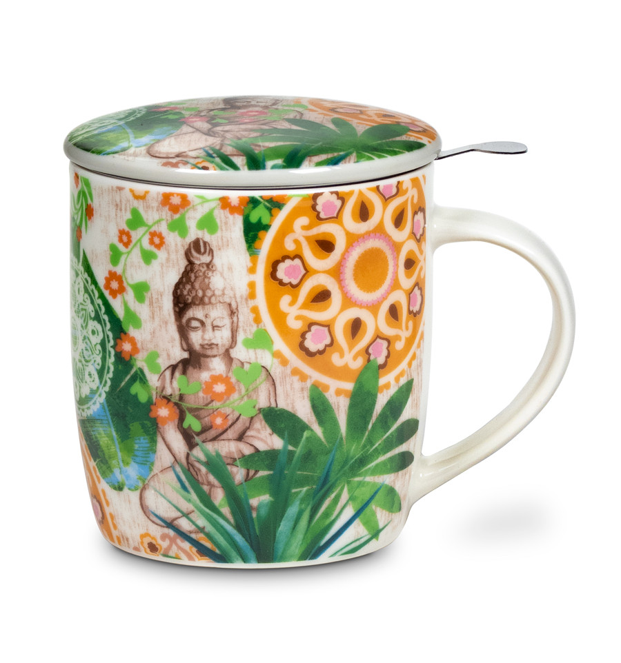 Tazza infusore di tè Decor Buddha Zen 400ml. Tazza, filtro, coperchio