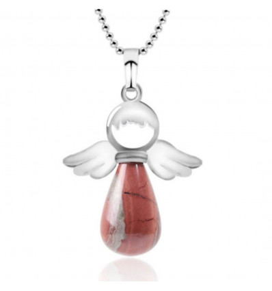 "My Guardian Angel" Necklace in Natural Red Jasper