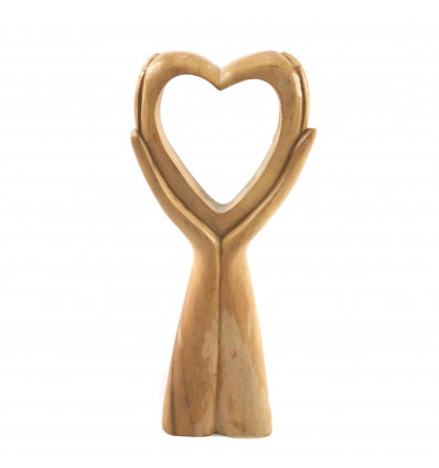 Coeurs en bois brut 30cm - Sculpture artisanale