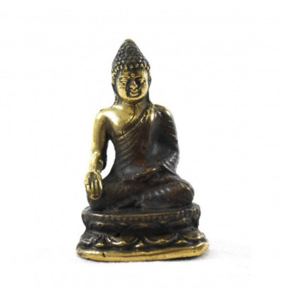 Mini Statuette de Bouddha Bhumisparsha en Bronze