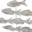 Bench of 15 Carved fish in white ceruse wood 60cm - Wall decoration