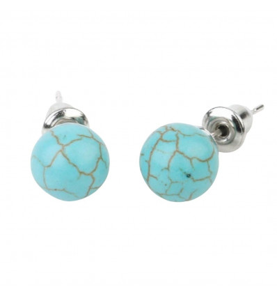 Faceted Turquoise Howlite Stud Earrings